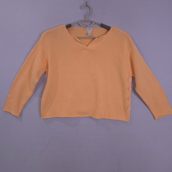 J. Jill Sweaters - J Jill Sweater Womens Orange Small Long Sleeve Cropped Side Button Pullover